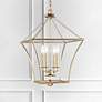 6_Crystorama Broche 16" Wide Antique Gold Steel 4-Light Taper Pendant more views