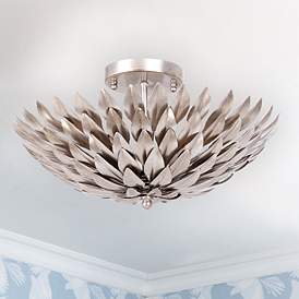 Image1 of Crystorama Broche 16" Wide Antique Silver Ceiling Light