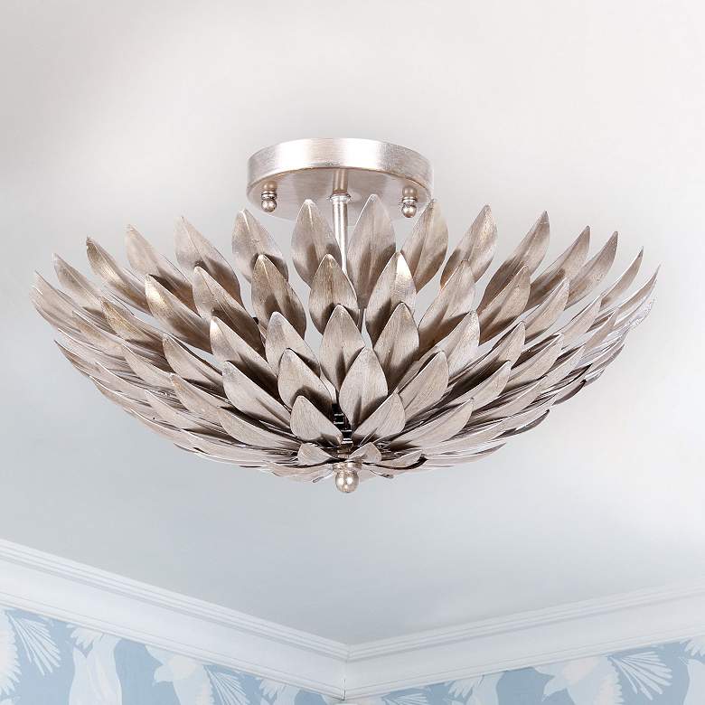 Image 1 Crystorama Broche 16" Wide Antique Silver Ceiling Light
