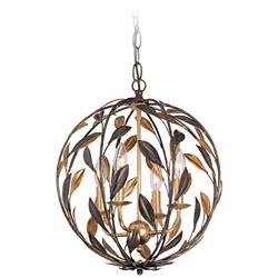 Crystorama Broche 16&quot; Wide English Bronze Wrought Iron Leaf Chandelier