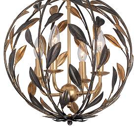 Image3 of Crystorama Broche 16" Wide English Bronze Wrought Iron Leaf Chandelier more views
