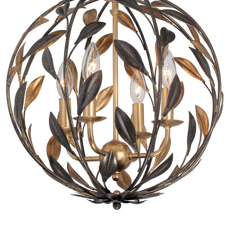 Image 3 Crystorama Broche 16" Wide English Bronze Wrought Iron Leaf Chandelier more views