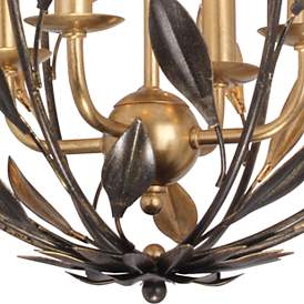 Image4 of Crystorama Broche 16" Wide English Bronze Wrought Iron Leaf Chandelier more views