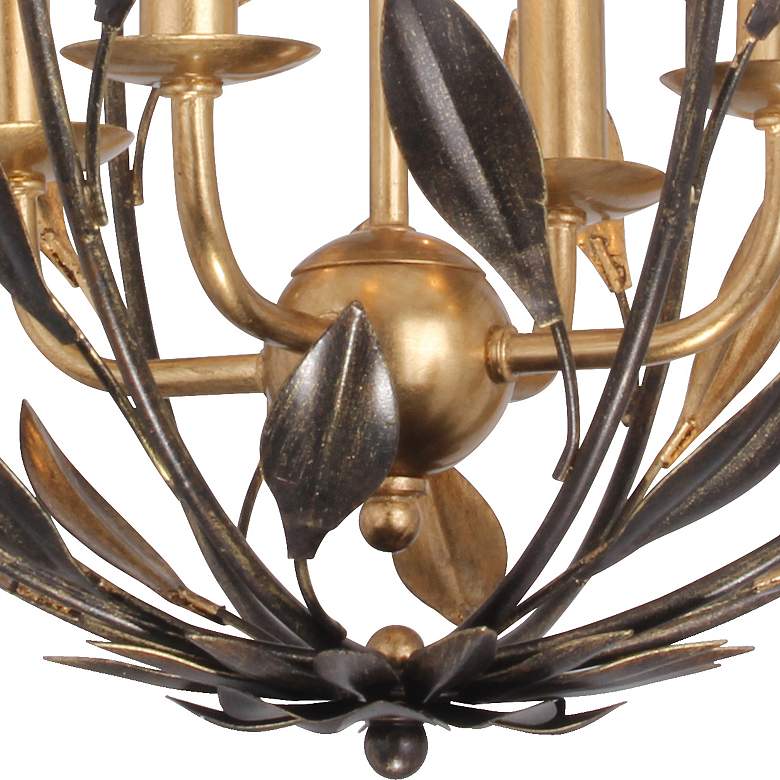 Image 4 Crystorama Broche 16" Wide English Bronze Wrought Iron Leaf Chandelier more views
