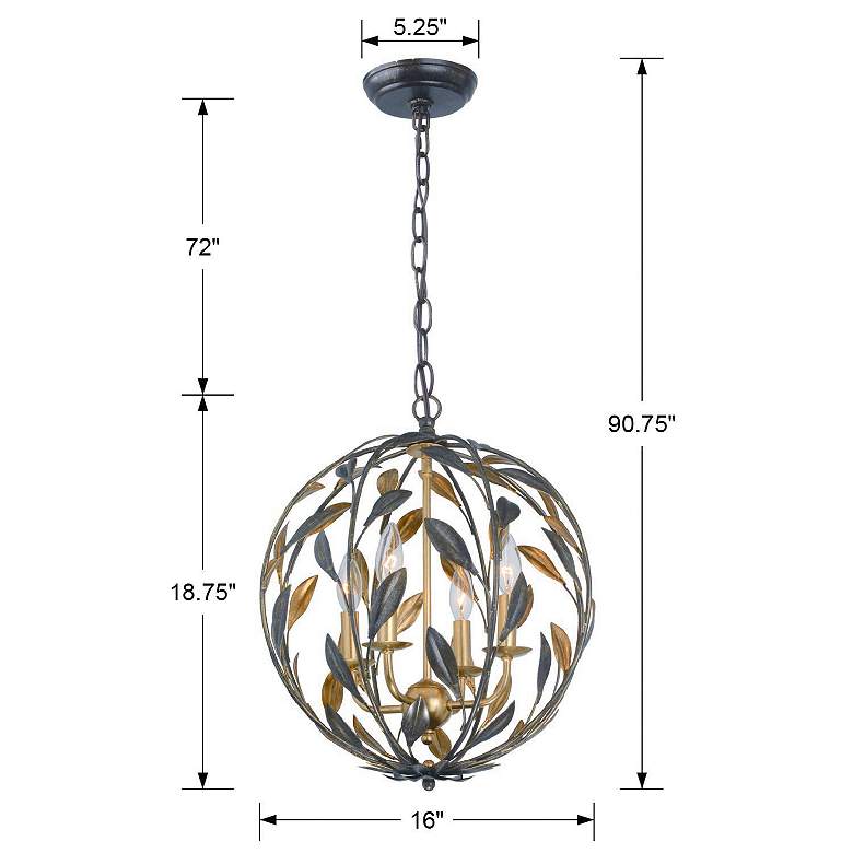 Image 7 Crystorama Broche 16" Wide English Bronze Wrought Iron Leaf Chandelier more views