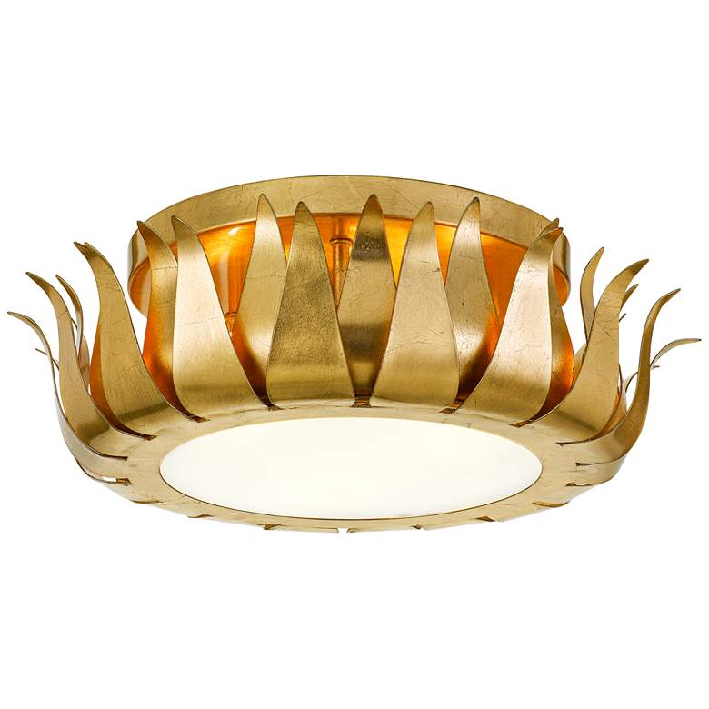 Image 1 Crystorama Broche 16" Wide Floral Antique Gold Ceiling Light