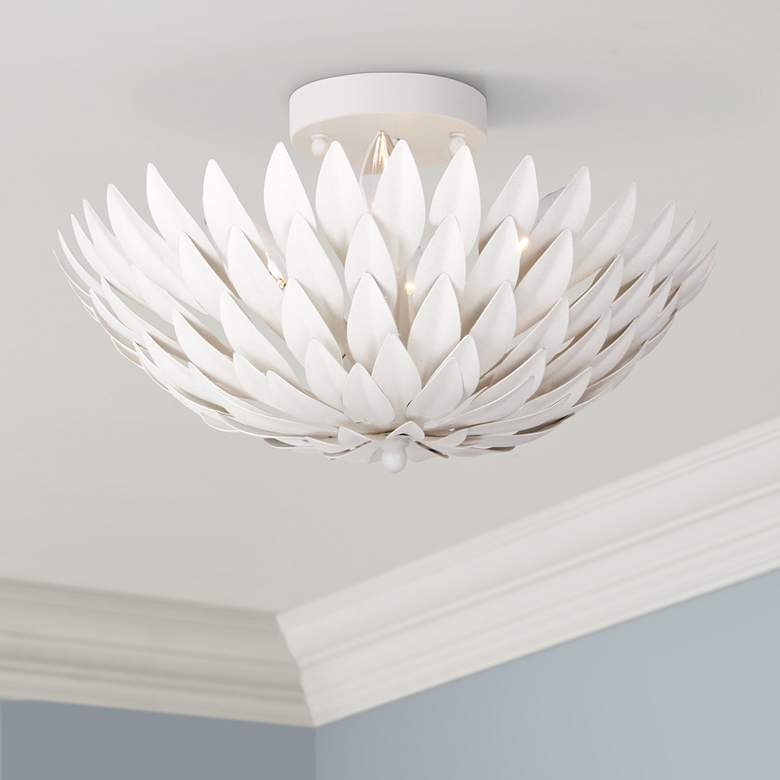 Image 1 Crystorama Broche 16" Wide Modern Matte White Leaves Ceiling Light