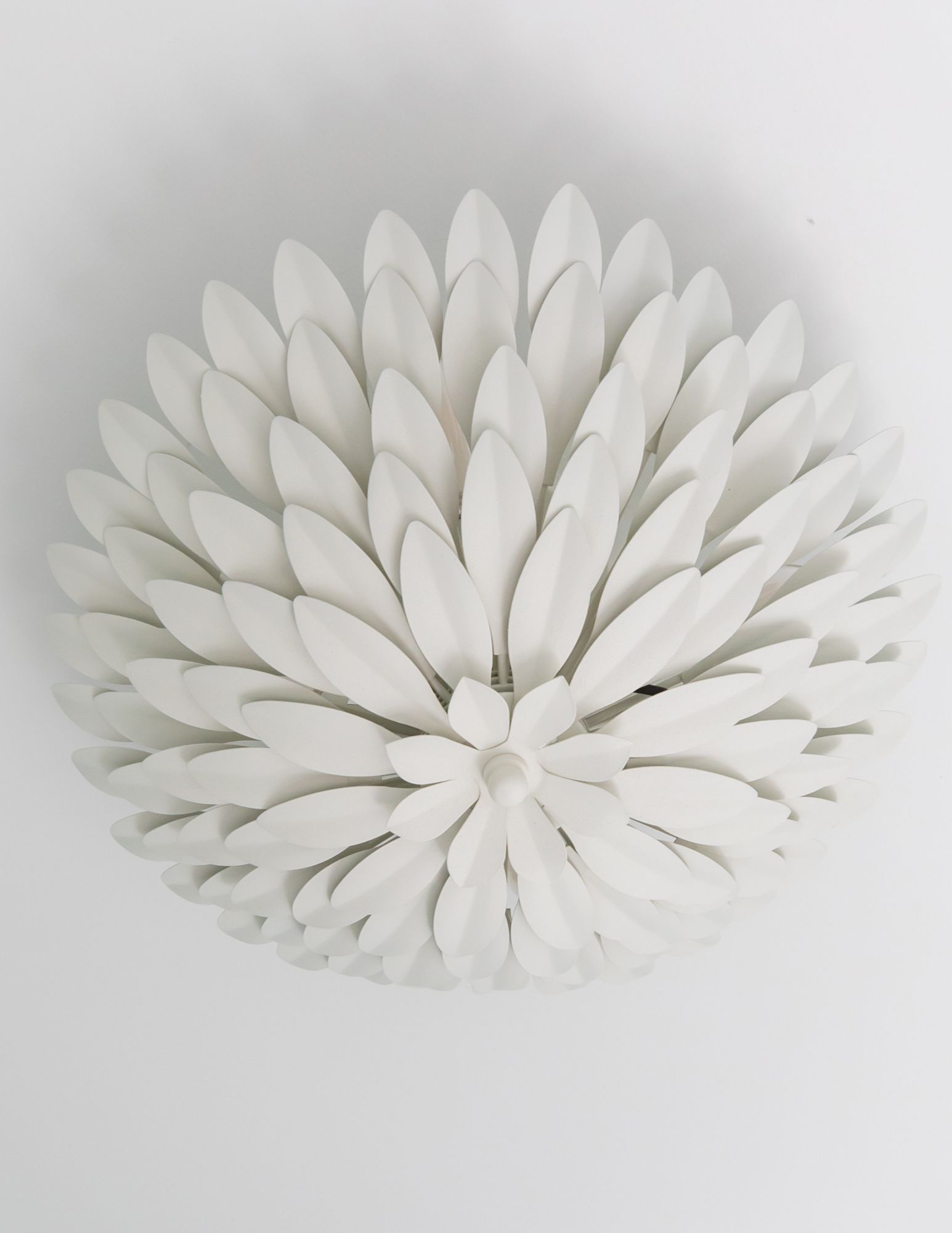 Crystorama Broche 16" Wide Modern Matte White Leaves Ceiling Light