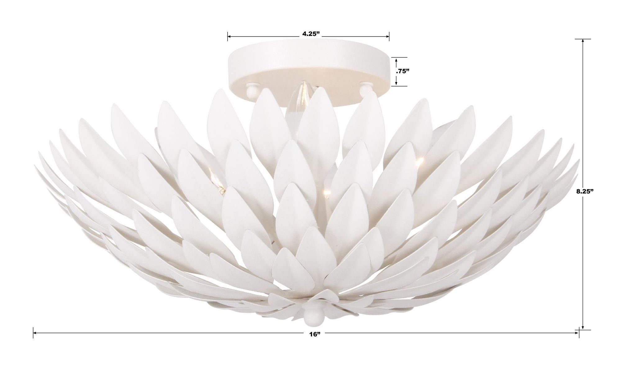 Crystorama Broche 16" Wide Modern Matte White Leaves Ceiling Light