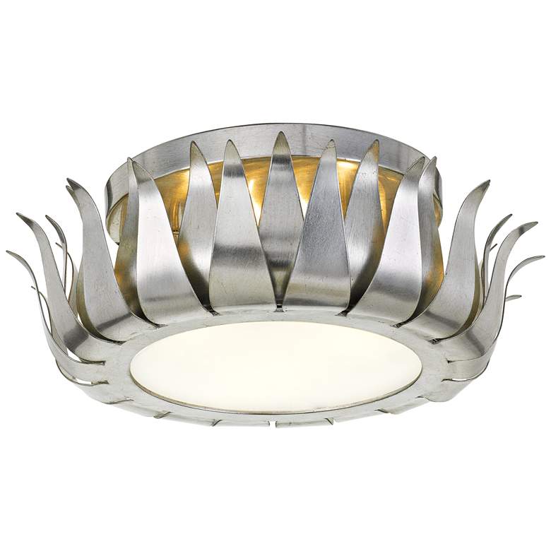 Image 1 Crystorama Broche 16"W Floral Antique Silver Ceiling Light