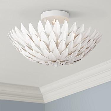 Crystorama Broche 16" Wide Modern Matte White Leaves Ceiling Light