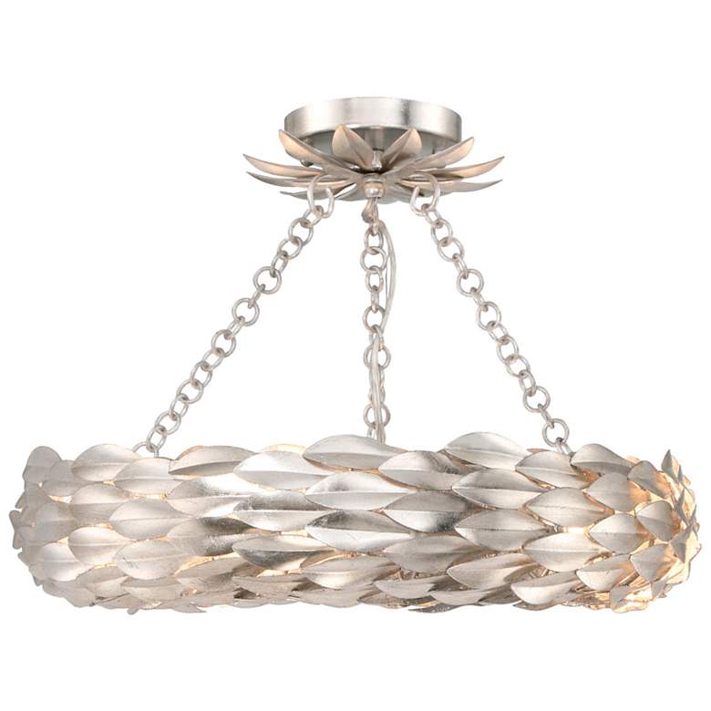 Image 1 Crystorama Broche 18" Wide 6-Light Antique Silver Semi Flush Mount