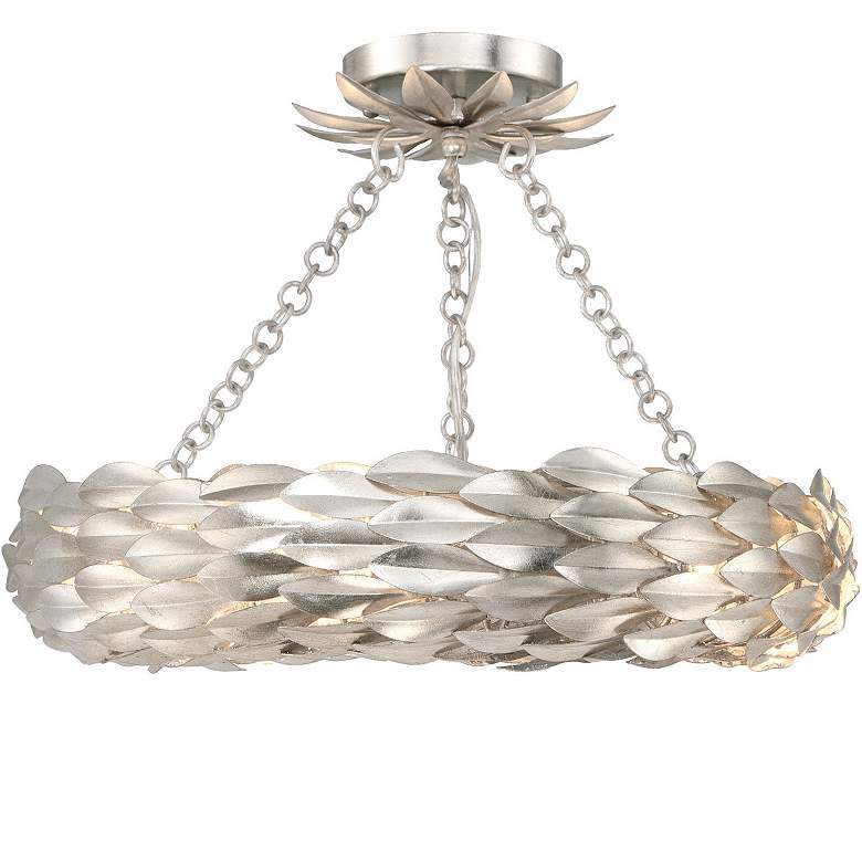 Image 3 Crystorama Broche 18" Wide 6-Light Antique Silver Semi Flush Mount more views