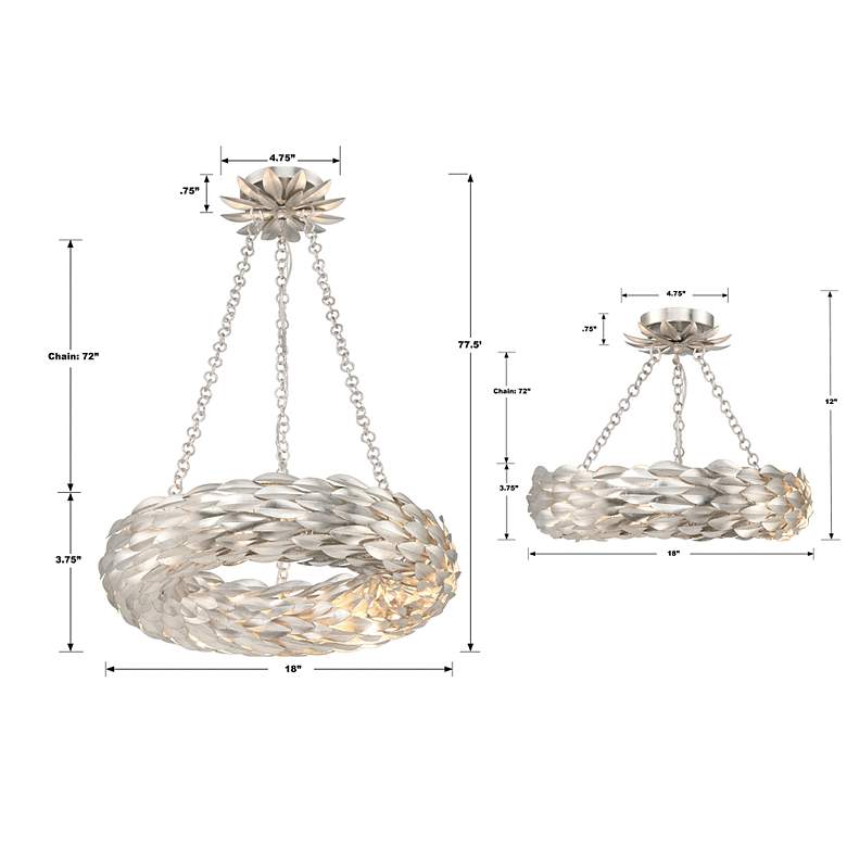 Image 5 Crystorama Broche 18" Wide 6-Light Antique Silver Semi Flush Mount more views