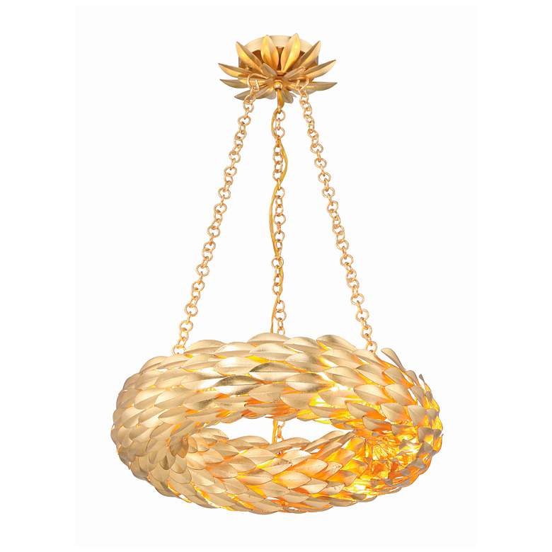 Image 1 Crystorama Broche 18" Wide Antique Gold LED Chandelier