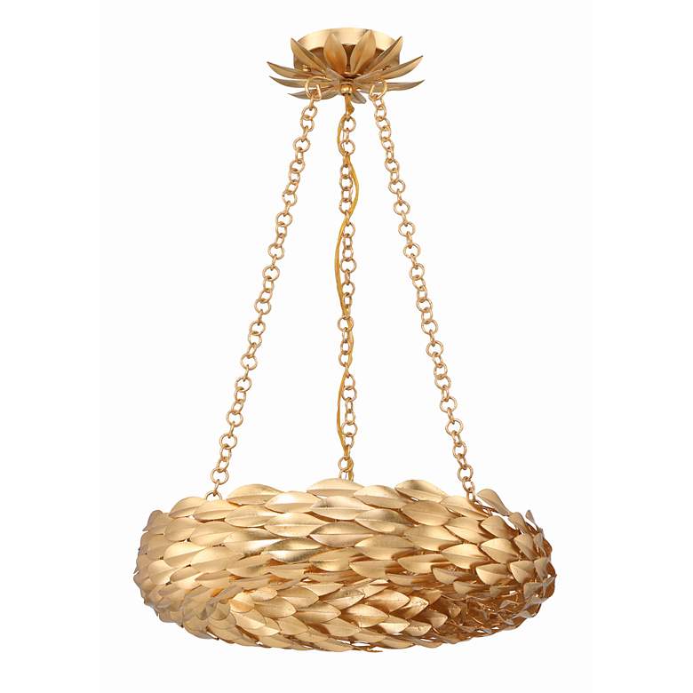 Image 3 Crystorama Broche 18" Wide Antique Gold LED Chandelier more views