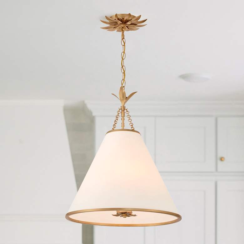 Image 1 Crystorama Broche 18" Wide Antique Gold Pendant Light