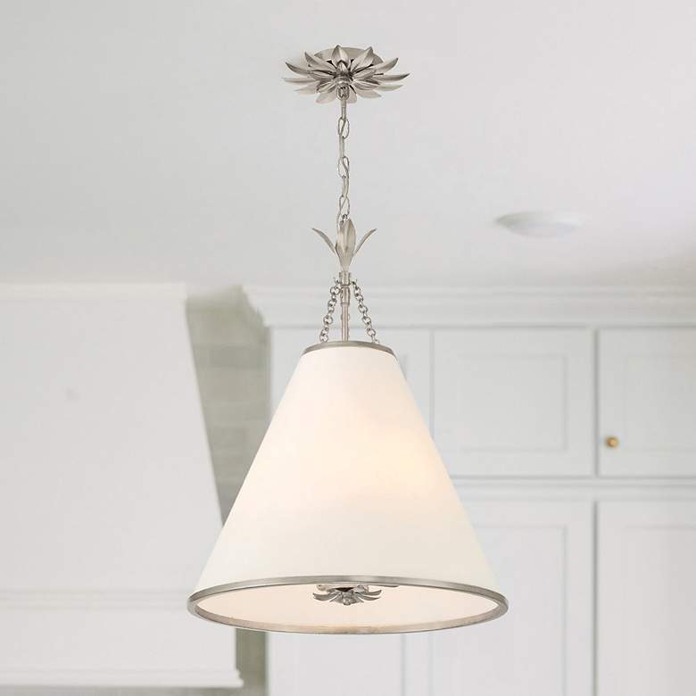Image 7 Crystorama Broche 18" Wide Antique Silver Pendant Light more views