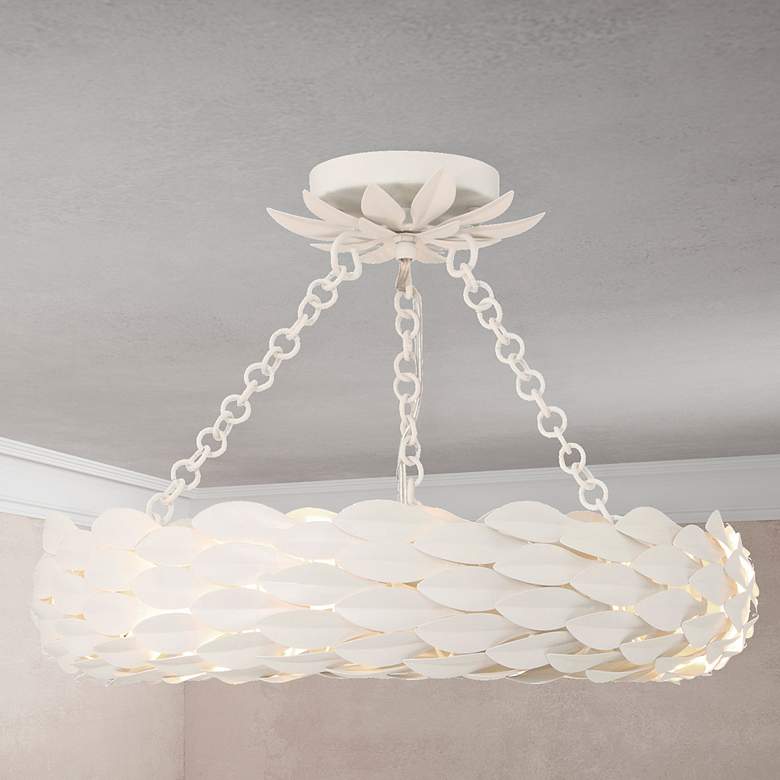 Image 6 Crystorama Broche 18" Wide Matte White LED Ceiling Light more views