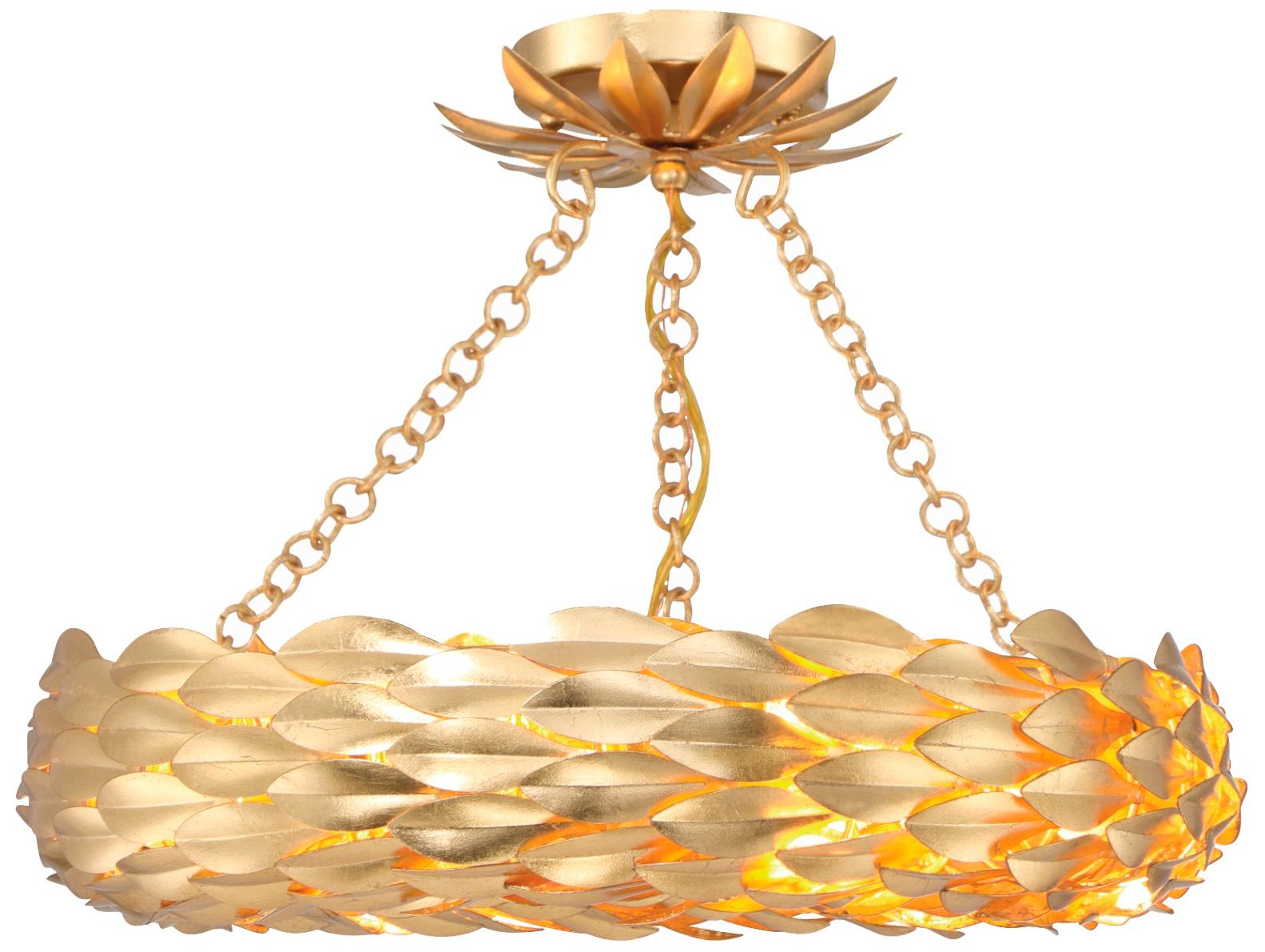 Crystorama Broche 18'' LED Antique Gold Semi Flush Mount