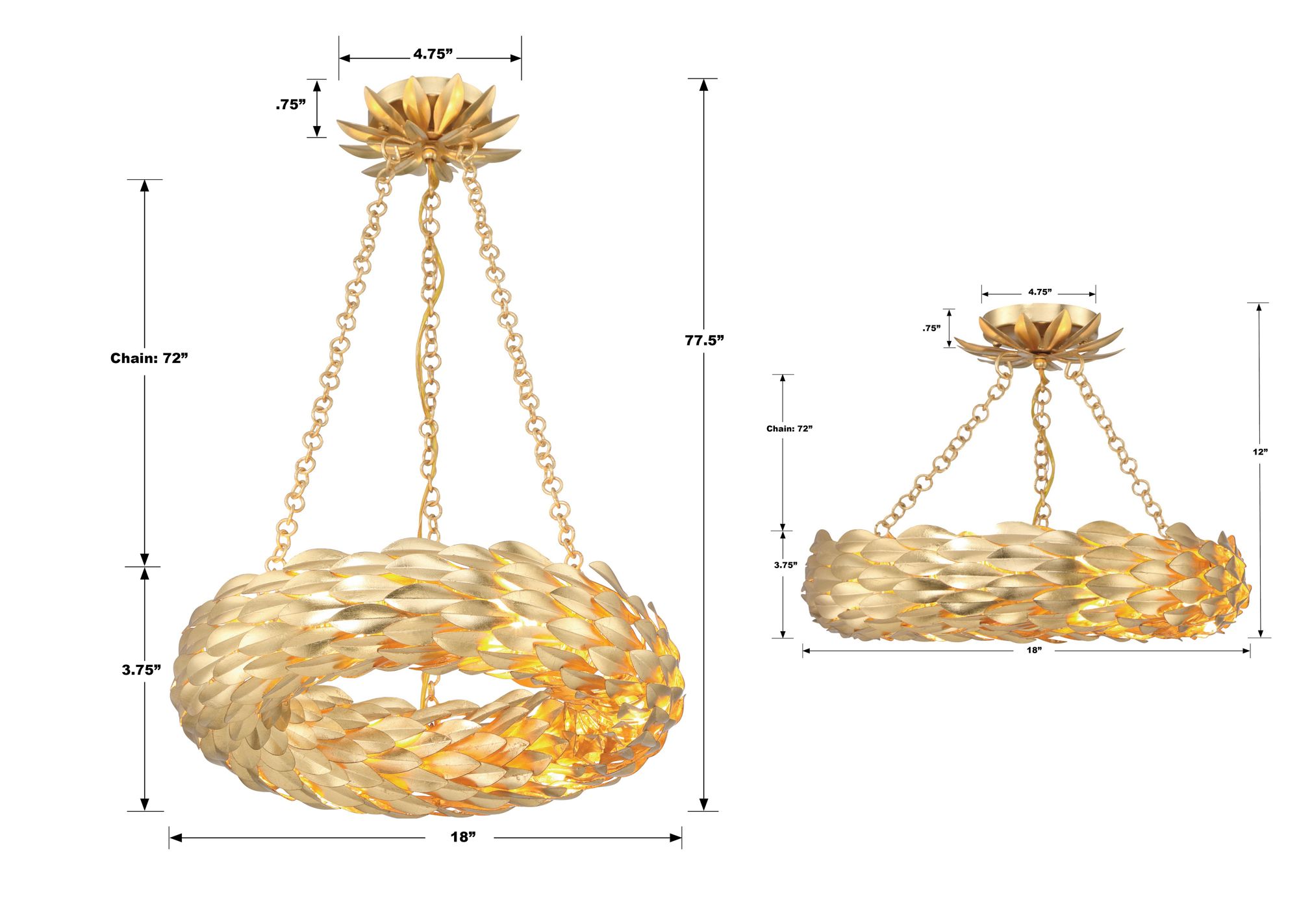 Image 5 Crystorama Broche 18'' LED Antique Gold Semi Flush Mount more views