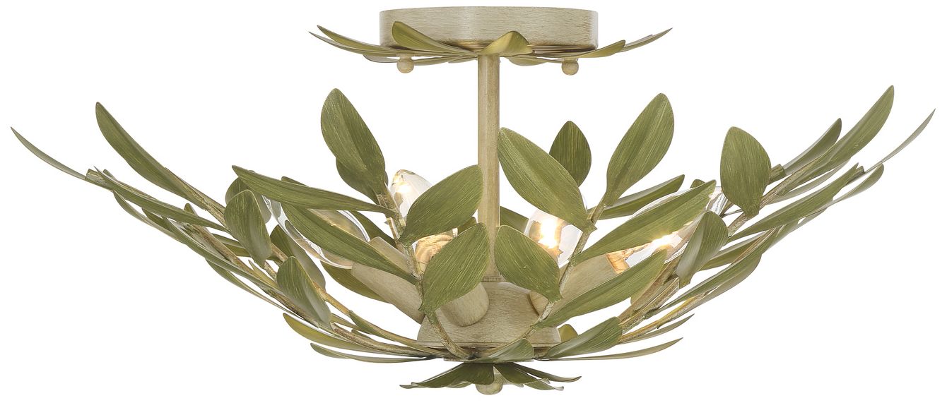 Thumbnail3 of Crystorama Broche 20.75'' Champagne Green Tea Semi Flush Mount more views