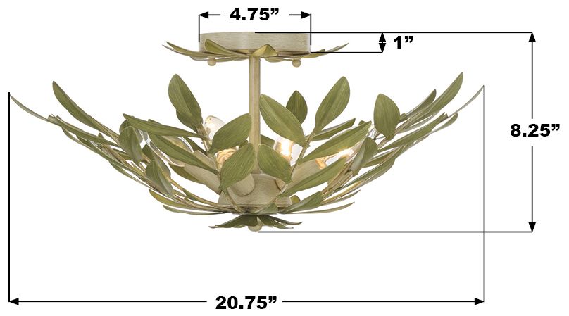 Crystorama Broche 20.75'' Champagne Green Tea Semi Flush Mount