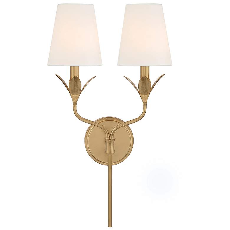 Image 2 Crystorama Broche 21" High Antique Gold 2-Light Wall Sconce