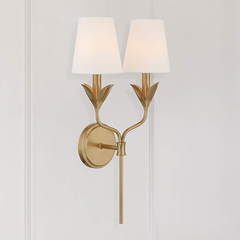 Image 1 Crystorama Broche 21" High Antique Gold 2-Light Wall Sconce