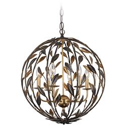 Crystorama Broche 21&quot; Wide English Bronze Leaf and Vine Orb Chandelier