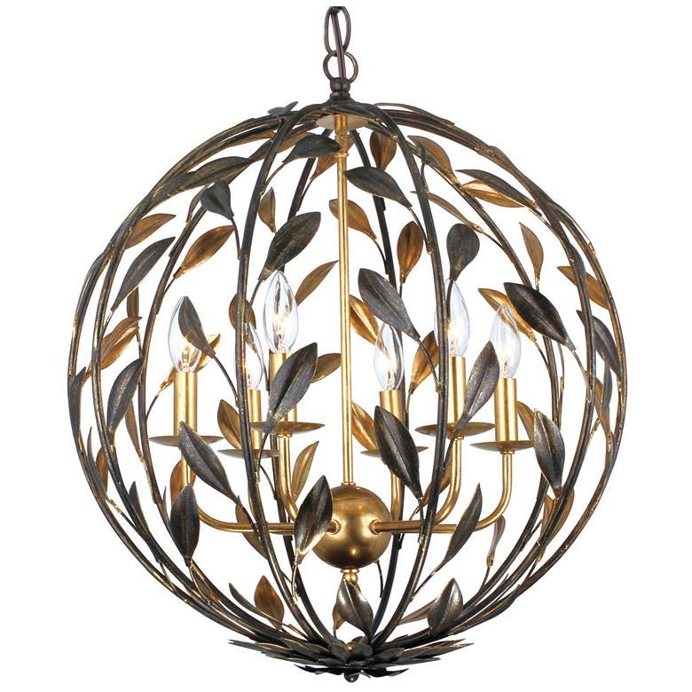 Image 2 Crystorama Broche 21 inch Wide English Bronze Leaf and Vine Orb Chandelier