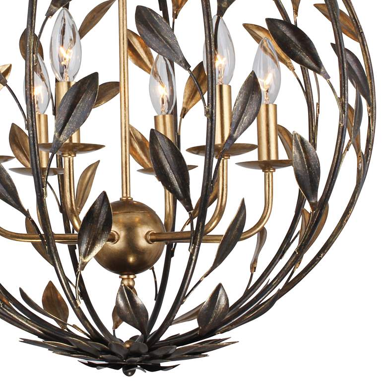 Image 3 Crystorama Broche 21" Wide English Bronze Leaf and Vine Orb Chandelier more views