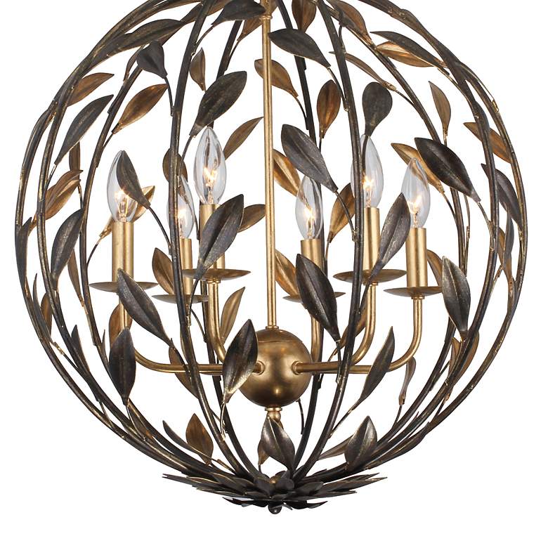 Image 3 Crystorama Broche 21" Wide English Bronze Leaf and Vine Orb Chandelier more views