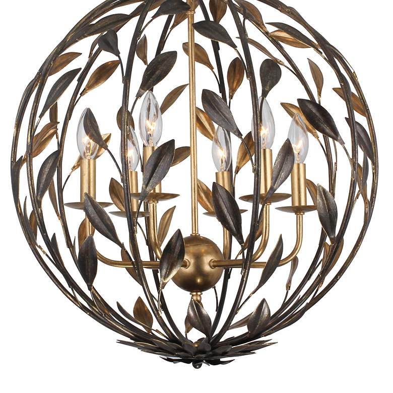 Image 3 Crystorama Broche 21 inch Wide English Bronze Leaf and Vine Orb Chandelier more views