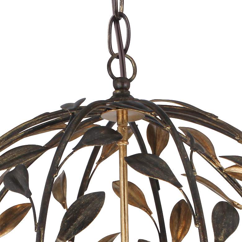 Image 4 Crystorama Broche 21" Wide English Bronze Leaf and Vine Orb Chandelier more views