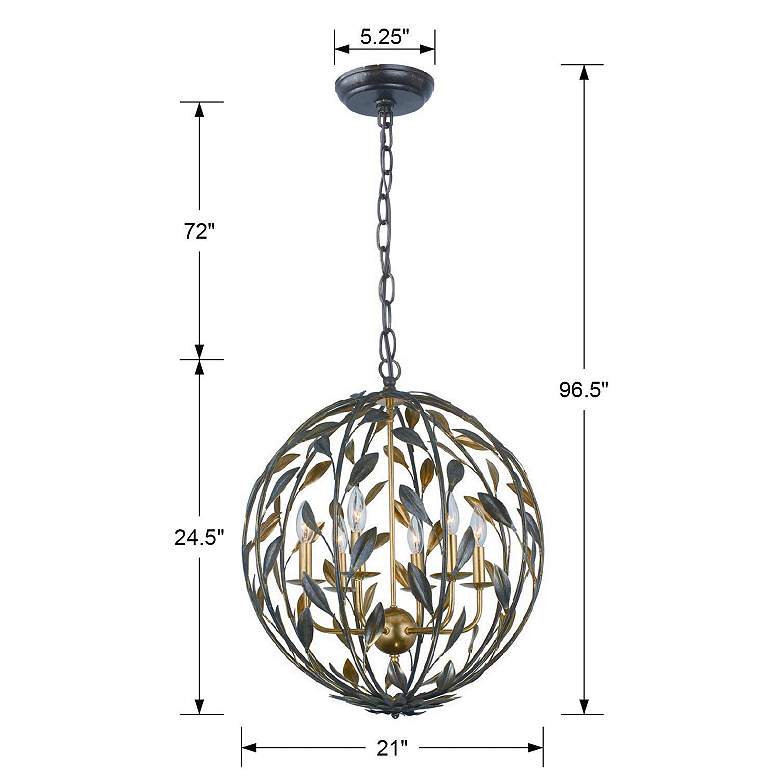 Image 7 Crystorama Broche 21" Wide English Bronze Leaf and Vine Orb Chandelier more views