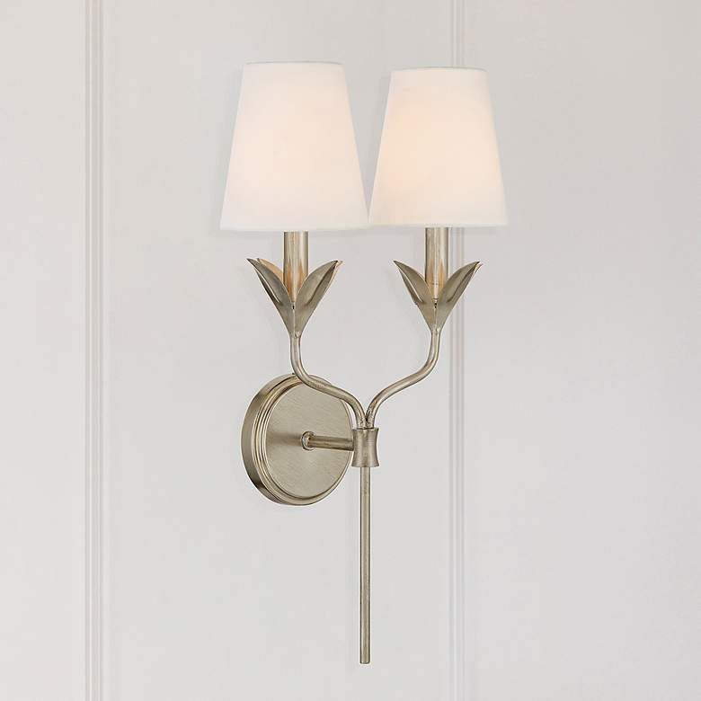 Image 1 Crystorama Broche 21"H Antique Silver 2-Light Wall Sconce