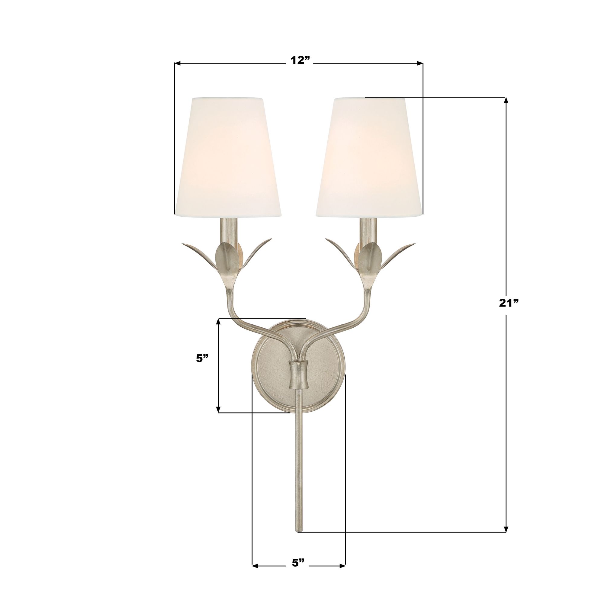 Crystorama Broche 21"H Antique Silver 2-Light Wall Sconce