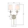 Crystorama Broche 21"H Antique Silver 2-Light Wall Sconce