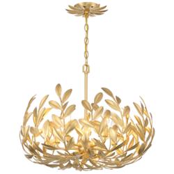 Crystorama Broche 23" Wide Antique Gold 5-Light Chandelier