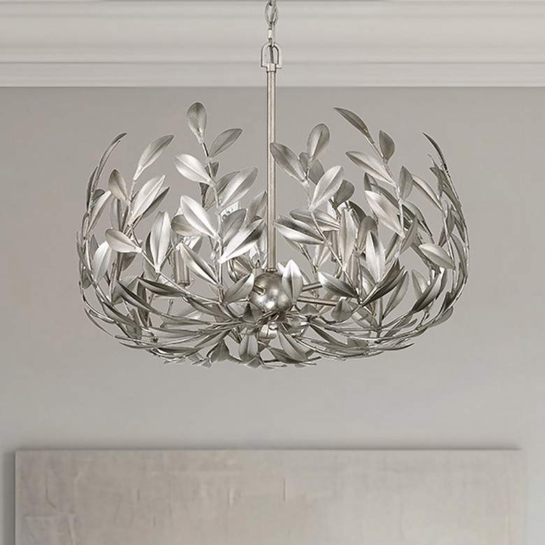 Image 7 Crystorama Broche 23" Wide Antique Silver 5-Light Chandelier more views