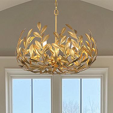 Crystorama Broche 23" Wide Antique Gold 5-Light Chandelier