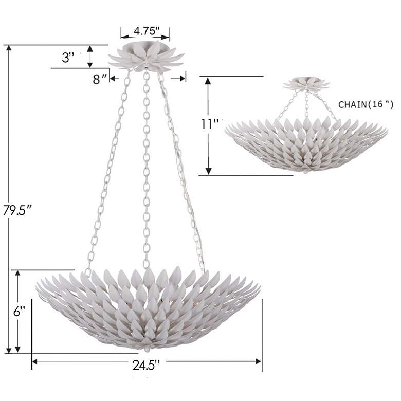 Image 6 Crystorama Broche 24 1/2"W Leaves White Pendant Light more views