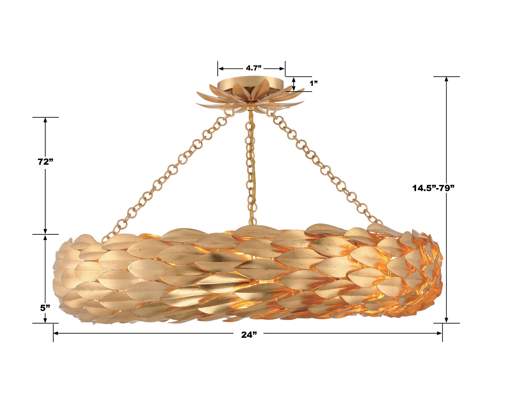 Image 6 Crystorama Broche 24'' Antique Gold Semi Flush Mount more views