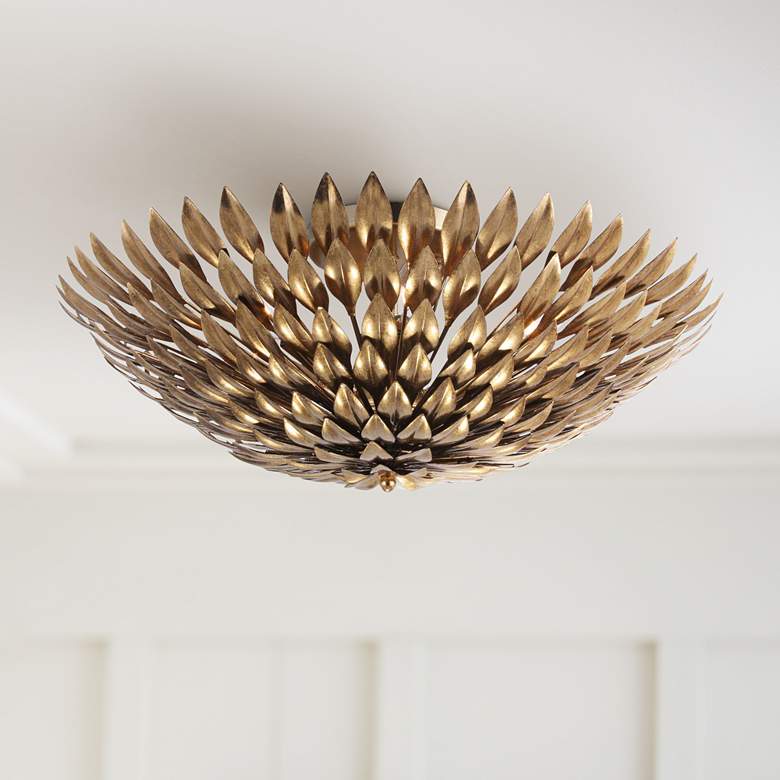 Image 1 Crystorama Broche 24" Wide Antique Gold Bowl Ceiling Light