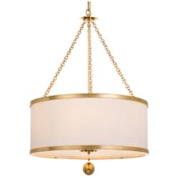Crystorama Broche 24" Wide Antique Gold Drum Chandelier