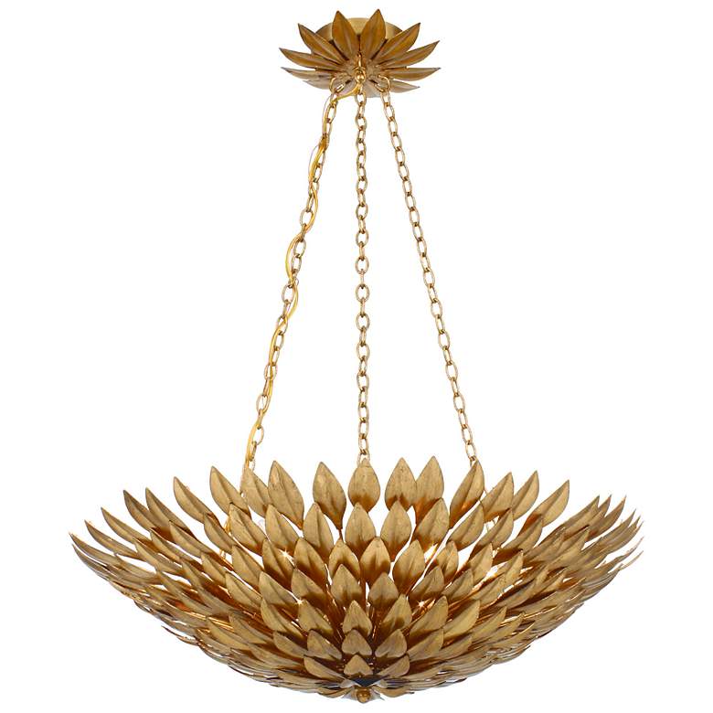 Image 2 Crystorama Broche 24" Wide Antique Gold Pendant Light