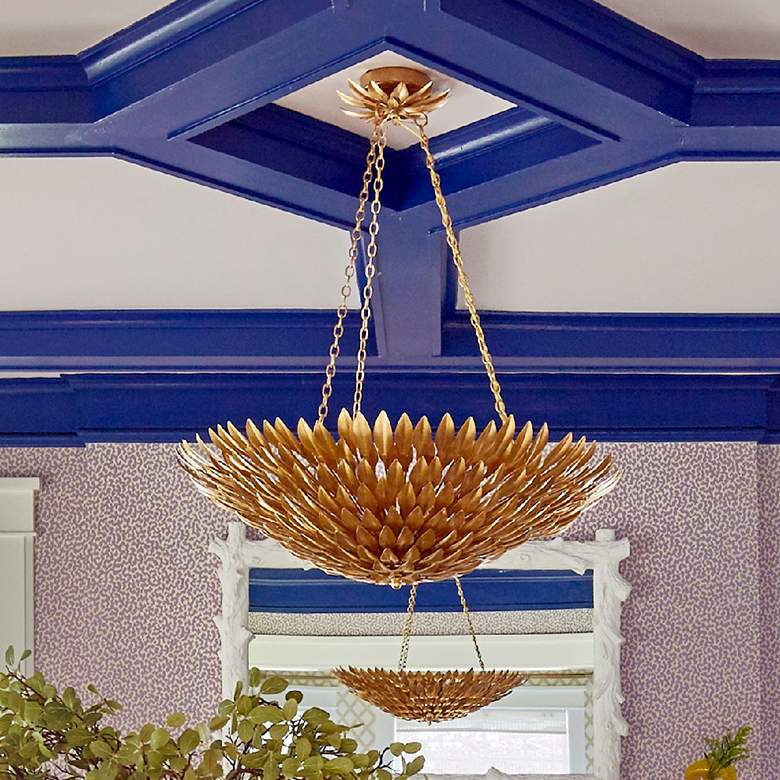 Image 1 Crystorama Broche 24 inch Wide Antique Gold Pendant Light