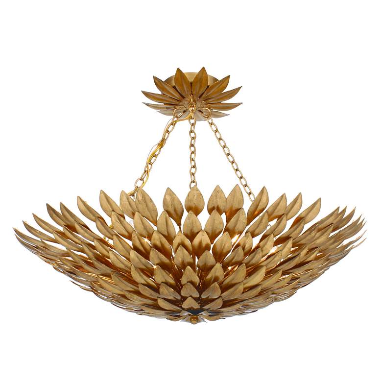 Image 4 Crystorama Broche 24" Wide Antique Gold Pendant Light more views