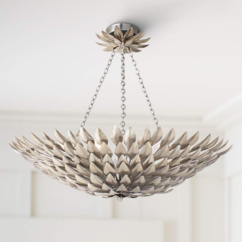Image 1 Crystorama Broche 24 inch Wide Antique Silver Ceiling Light